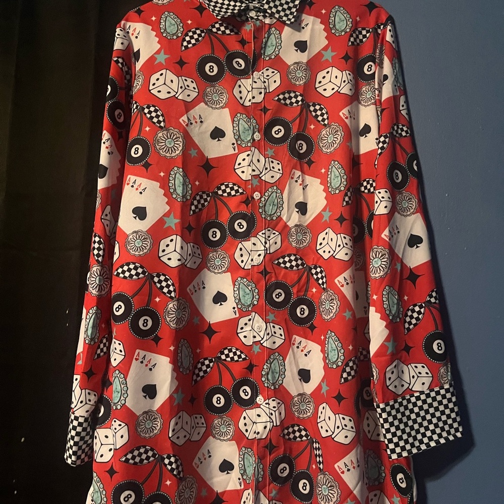 Red Dice and Cards Patterned Shirt